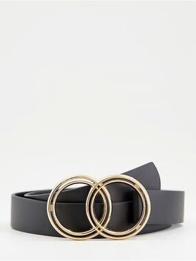 ASOS DESIGN Bevelled Double Circle Waist and Hip Belt With Gold Metalwork